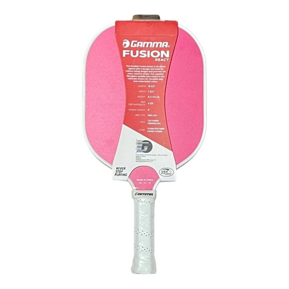 GAMMA Fusion React Pickleball Paddle Fiberglass Surface Honeycomb Grip Red NWT - Picture 2 of 4